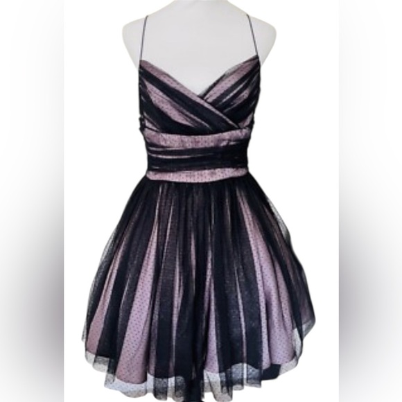 Jill Stuart Black and Purple Tulle Fit and Flare Cocktail Mini Dress size 4 - Picture 7 of 8